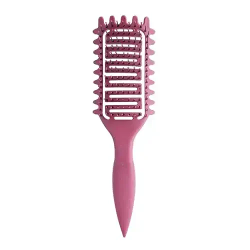 Curl Defining Brush,2024 Curly Hair Brush,Vented Hair Brush for Detangling, Shaping and Defining Curls For Women and Men Less Pulling (Rose Red) - 1