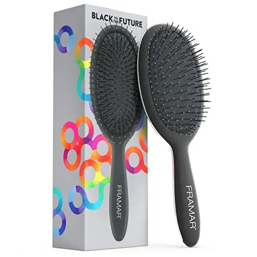 Framar Detangling Brush for Curly Hair – Hair Brushes for Women Detangler, Wet Detangler Hair Brush Wet, Wet Hairbrush For Women, Hairbrushes, Wet Hair Brush Detangler – Reduces Hair Breakage Black - FRAMAR