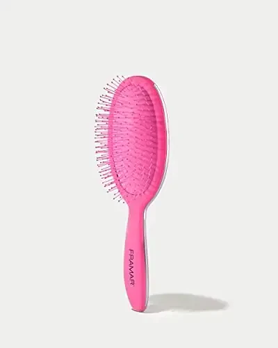 Framar Detangling Brush for Curly Hair – Hair Brushes for Women, Wet Hairbrush For Women, Hairbrushes, Pink Hair Brush Detangler, Reduces Breakage, Frizz and Static – Pink Brush - FRAMAR (1)