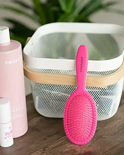 Framar Detangling Brush for Curly Hair – Hair Brushes for Women, Wet Hairbrush For Women, Hairbrushes, Pink Hair Brush Detangler, Reduces Breakage, Frizz and Static – Pink Brush - 7