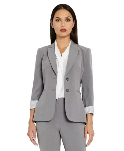 Notched Two-Button Blazer - Heather Grey 