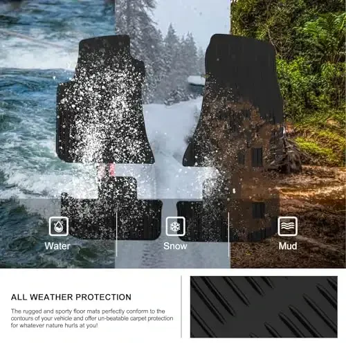 KIWI MASTER 2011-2023 Dodge Challenger RWD OEM o'rnini bosuvchi 82212545 barcha ob-havo uchun mo'ljallangan old va orqa 2 qatorli TPE qora gilamchalar - 3