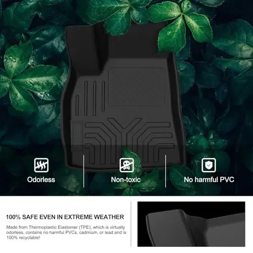 KIWI MASTER Floor Mats for 2012-2020 Tesla Model S All Weather Protector Mat Front & Rear 2 Row Seat Heavy Duty TPE Slush Liner Black - 4