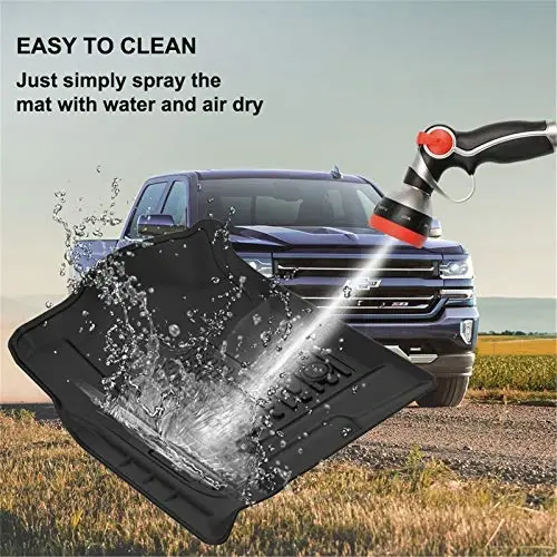 KIWI MASTER 2014-2018 Chevy Silverado/GMC Sierra 1500 Crew Cab, 2015-2019 Silverado/Sierra 2500/3500 HD Crew Cab Front Rear Seat 2 Row All Weather Mat Liners Black uchun pol qoplamalari - 6