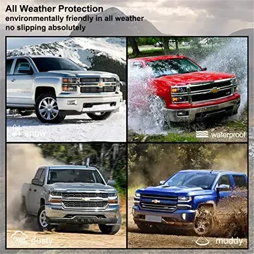 KIWI MASTER Floor Mats for 2014-2018 Chevy Silverado/GMC Sierra 1500 Crew Cab, 2015-2019 Silverado/Sierra 2500/3500 HD Crew Cab Front Rear Seat 2 Row All Weather Mat Liners Black - 5