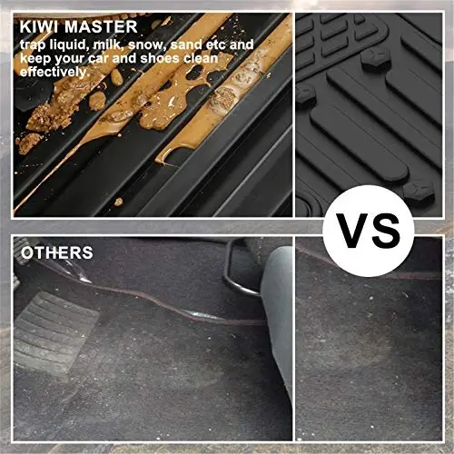 KIWI MASTER Floor Mats for 2014-2018 Chevy Silverado/GMC Sierra 1500 Crew Cab, 2015-2019 Silverado/Sierra 2500/3500 HD Crew Cab Front Rear Seat 2 Row All Weather Mat Liners Black - 4