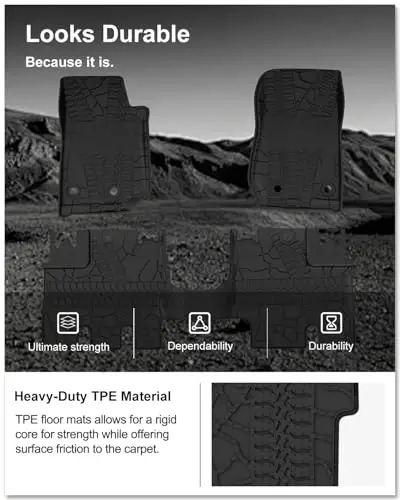 KIWI MASTER Floor Mats for 2014-2018 Jeep Wrangler JK 4-Door, OEM Replacement 82213860, Custom Fit All Weather Car Mats, Heavy Duty TPE Floor Liners, Front & Rear 2 Row, Black - 5