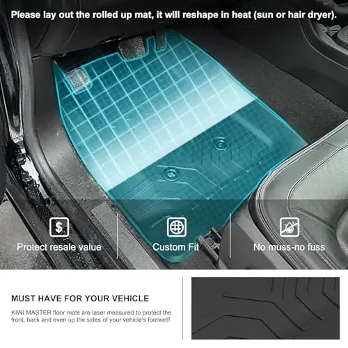 KIWI MASTER Floor Mats for 2015-2022 Chevy Colorado/GMC Canyon Crew Cab, All Weather Car Mats, Custom Fit TPE Floor Liners, Front & Rear 2 Row, Black - 2
