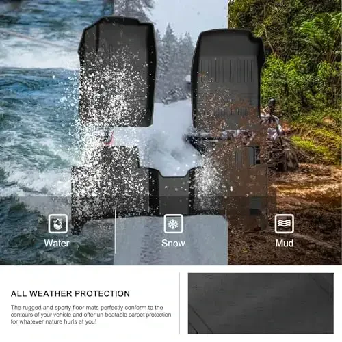 KIWI MASTER Floor Mats for 2015-2022 Chevy Colorado/GMC Canyon Crew Cab, All Weather Car Mats, Custom Fit TPE Floor Liners, Front & Rear 2 Row, Black - 3