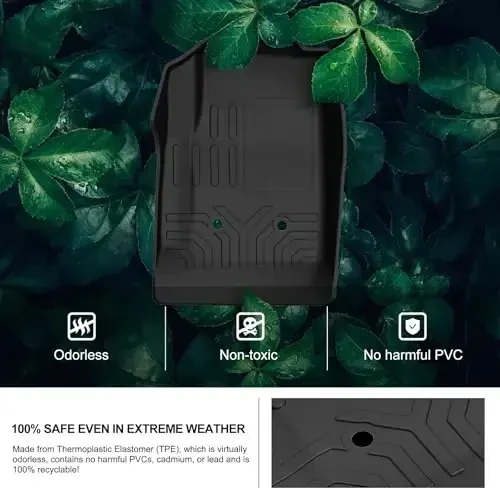 KIWI MASTER Floor Mats for 2015-2022 Chevy Colorado/GMC Canyon Crew Cab, All Weather Car Mats, Custom Fit TPE Floor Liners, Front & Rear 2 Row, Black - 4