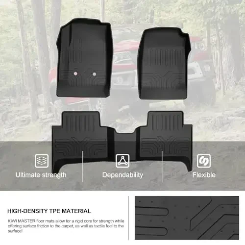KIWI MASTER Floor Mats for 2015-2022 Chevy Colorado/GMC Canyon Crew Cab, All Weather Car Mats, Custom Fit TPE Floor Liners, Front & Rear 2 Row, Black - 6