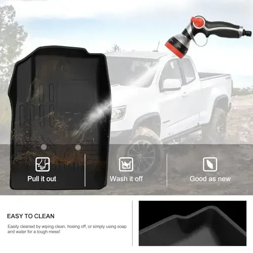 KIWI MASTER Floor Mats for 2015-2022 Chevy Colorado/GMC Canyon Crew Cab, All Weather Car Mats, Custom Fit TPE Floor Liners, Front & Rear 2 Row, Black - 7