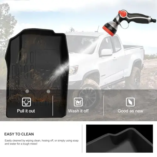 KIWI MASTER 2015-2022 Chevy Colorado/GMC Canyon Crew Cab uchun pol qoplamalari, barcha ob-havo uchun avtomobil gilamlari, TPE pol qoplamalari, old va orqa 2 qator, qora - 7