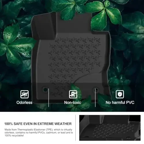 KIWI MASTER Floor Mats for 2021-2025 Ford Bronco Sport, OEM Replacement MP1Z-7813300-AA, All Weather Car Mats, Custom Fit TPE Floor Liners, Front & Rear 2 Row, Black - 4