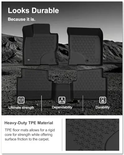 KIWI MASTER Floor Mats for 2021-2026 Ford Bronco Sport, OEM Replacement MP1Z-7813300-AA, Custom Fit All Weather Car Mats, Heavy Duty TPE Floor Liners, Front & Rear 2 Row, Black - 4
