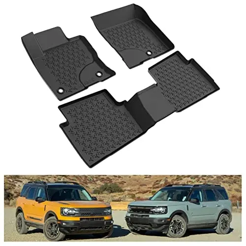 KIWI MASTER 2021-2025 Ford Bronco Sport uchun pol qoplamalari, OEM o'rnini bosuvchi MP1Z-7813300-AA, barcha ob-havo uchun avtomobil gilamlari, moslashtirilgan TPE pol qoplamalari, old va orqa 2 qator, qora - 5