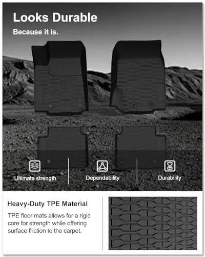 KIWI MASTER Floor Mats for 2022-2026 New Jeep Grand Cherokee/ 4xe, Custom Fit All Weather Car Mats, Heavy Duty TPE Floor Liners, Front & Rear 2 Row, Black - 5