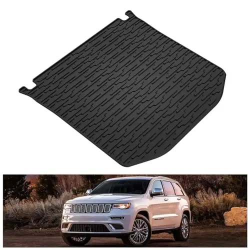 KIWI MASTER Cargo Mat for 2011-2021 Jeep Grand Cherokee, OEM Replacement 82212085, Custom Fit All Weather Rear Cargo Liner, Heavy Duty TPE Tray Trunk Mat, Black - 1