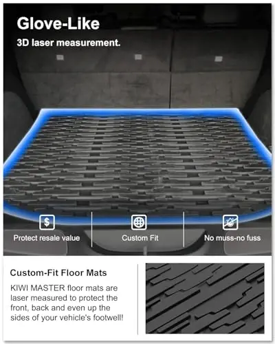 KIWI MASTER Cargo Mat for 2011-2021 Jeep Grand Cherokee, OEM Replacement 82212085, Custom Fit All Weather Rear Cargo Liner, Heavy Duty TPE Tray Trunk Mat, Black - 2