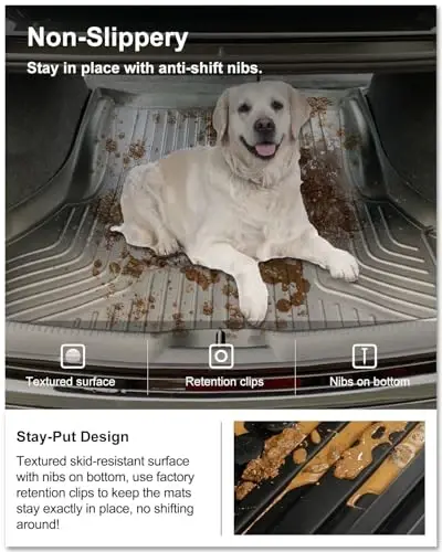 KIWI MASTER Cargo Mat for 2011-2023 Dodge Charger/Chrysler 300, Custom Fit All Weather Rear Cargo Liner, Heavy Duty TPE Tray Trunk Mat, Black - 6