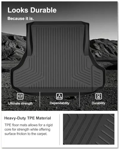 KIWI MASTER Cargo Mat for 2011-2023 Dodge Charger/Chrysler 300, Custom Fit All Weather Rear Cargo Liner, Heavy Duty TPE Tray Trunk Mat, Black - 5