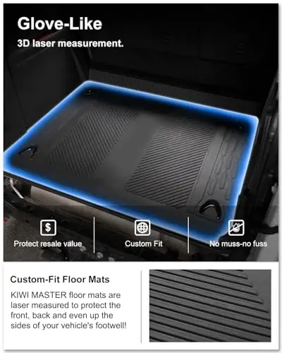 KIWI MASTER Cargo Mat for 2021-2026 Ford Bronco 4-Door, OEM Replacement M2DZ-58047A74-BA, Custom Fit All Weather Rear Cargo Liner, Heavy Duty TPE Tray Trunk Mat, Black - 2
