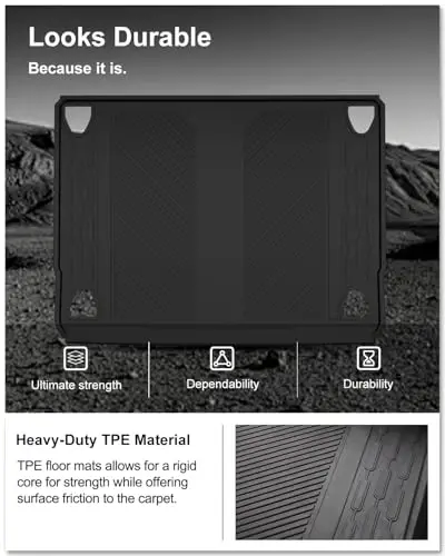 KIWI MASTER Cargo Mat for 2021-2026 Ford Bronco 4-Door, OEM Replacement M2DZ-58047A74-BA, Custom Fit All Weather Rear Cargo Liner, Heavy Duty TPE Tray Trunk Mat, Black - 5