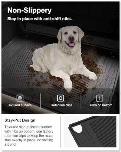 KIWI MASTER Cargo Mat for 2021-2026 Ford Bronco 4-Door, OEM Replacement M2DZ-58047A74-BA, Custom Fit All Weather Rear Cargo Liner, Heavy Duty TPE Tray Trunk Mat, Black - 6