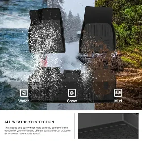 KIWI MASTER Floor Mats & Cargo Liners Set for 2018-2024 Chevy Equinox/GMC Terrain Accessories All Weather Mat Front & Rear 2 Row Seat TPE Slush Liner Black - 3