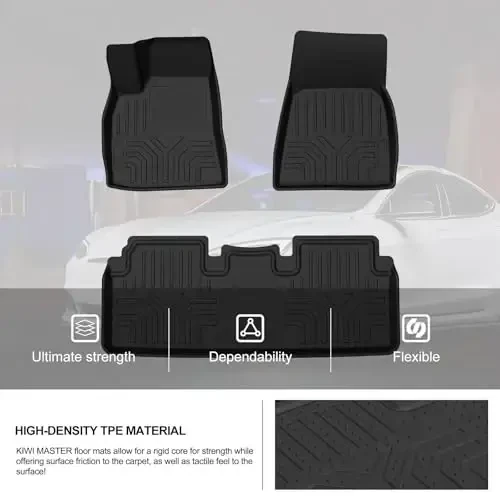 KIWI MASTER Floor Mats & Cargo Liners Set for 2018-2024 Chevy Equinox/GMC Terrain Accessories All Weather Mat Front & Rear 2 Row Seat TPE Slush Liner Black - 6