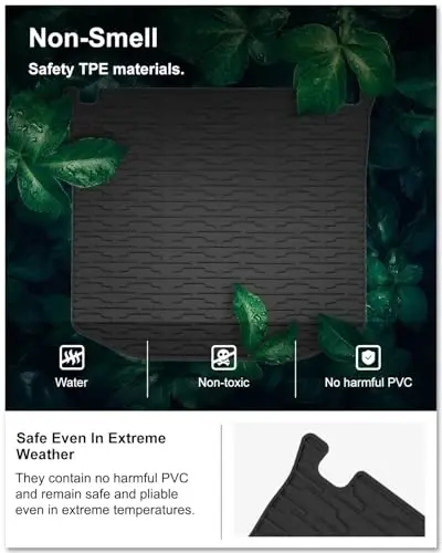 Kiwi Master Floor Mats & Cargo Mat for 2016-2021 Jeep Grand Cherokee | OEM Replacement 82215577 82212085, Custom Fit All Weather Car Mats, Heavy Duty TPE Floor Liners, Front Rear Trunk Set, Black - 4