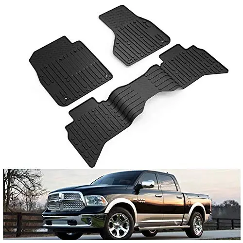 Kiwi Master Floor Mats for 2009-2018 Dodge Ram 1500 Quad Cab | 2019-2024 Ram 1500 Classic Quad Cab, Custom Fit All Weather Car Mat, Heavy Duty TPE Floor Liners, Front Rear 2 Row Set, Black 