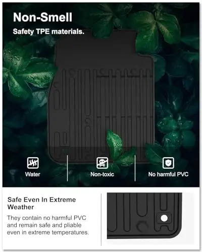 KIWI MASTER Floor Mats for 2009-2018 Dodge Ram 1500 Quad Cab, 2019-2024 Ram 1500 Classic Quad Cab, Custom Fit All Weather Car Mats, Heavy Duty TPE Floor Liners, Front & Rear 2 Row, Black - 4