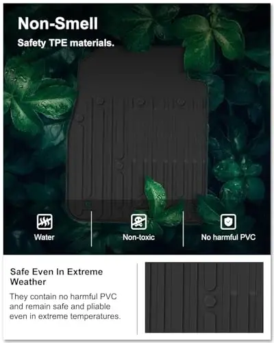 KIWI MASTER Floor Mats for 2009-2018 Dodge Ram 1500/2500/3500 Crew Cab, 2019-2024 Ram 1500 Classic Crew Cab, All Weather Car Mats, Custom Fit TPE Floor Liners, Front & Rear 2 Row, Black - 4