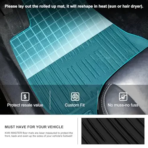 KIWI MASTER Floor Mats for 2011-2023 Dodge Challenger RWD OEM Replacement 82212545 All Weather Slush Liners Front and Rear 2 Row TPE Mat Black - 2