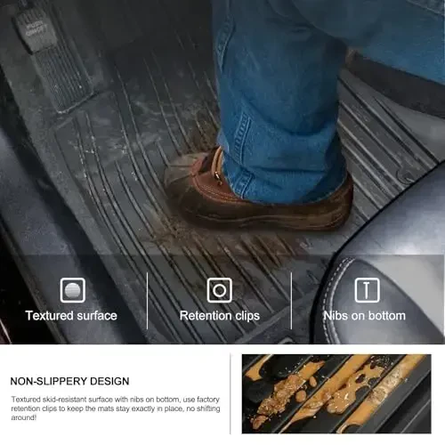 KIWI MASTER Floor Mats for 2011-2023 Dodge Challenger RWD OEM Replacement 82212545 All Weather Slush Liners Front and Rear 2 Row TPE Mat Black - 5