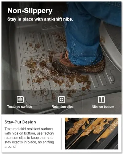 KIWI MASTER Floor Mats for 2011-2023 Dodge Charger RWD/Chrysler 300 RWD, Custom Fit All Weather Car Mats, Heavy Duty TPE Floor Liners, Front & Rear 2 Row, Black - 6