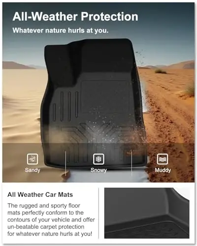 KIWI MASTER Floor Mats for 2012-2020 Tesla Model S All Weather Protector Mat Front & Rear 2 Row Seat Heavy Duty TPE Slush Liner Black - 2