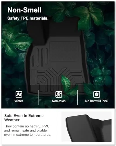 KIWI MASTER Floor Mats for 2012-2020 Tesla Model S All Weather Protector Mat Front & Rear 2 Row Seat Heavy Duty TPE Slush Liner Black - 3