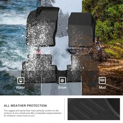 KIWI MASTER Floor Mats for 2013-2019 Ford Escape/C-Max, Custom Fit All Weather Car Mats, Heavy Duty TPE Floor Liners, Front & Rear 2 Row, Black - 3