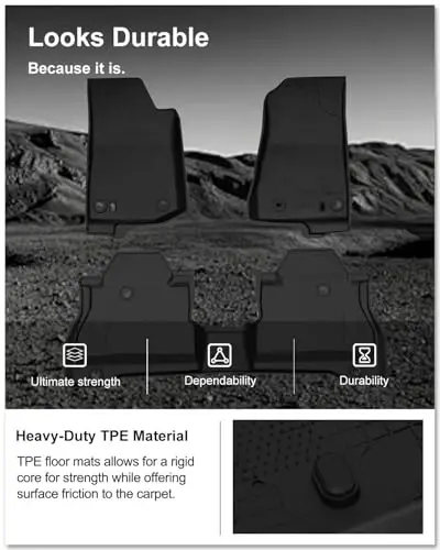 Kiwi Master Floor Mats for 2020-2026 Jeep Gladiator | OEM Replacement 82215626AB, Custom Fit All Weather Car Mats, Heavy Duty TPE Floor Liners, Front & Rear 2 Row Set, Black - 5
