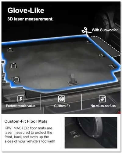 Kiwi Master Cargo Mat for 2018-2026 Jeep Wrangler JL 4-Door (Non 4xe) | Custom Fit All Weather Rear Cargo Liner, Heavy Duty TPE Tray Trunk Mat, Black - 2