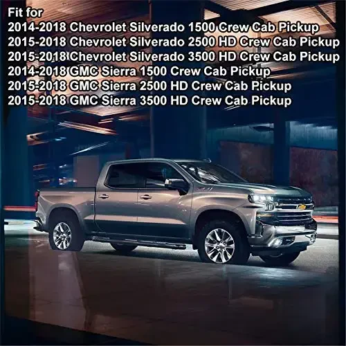 KIWI MASTER Коврики для пола для 2014-2018 Chevy Silverado/GMC Sierra 1500 Crew Cab, 2015-2019 Silverado/Sierra 2500/3500 HD Crew Cab Передние Задние Сиденья 2 ряда Всепогодные Коврики Черные - 7