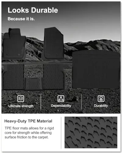 KIWI MASTER Floor Mats & Cargo Mat for 2017-2026 Jeep Compass, OEM Replacement ‎82214651 ‎82214666, Custom Fit All Weather Car Mats, Heavy Duty TPE Floor Liners, Front & Rear & Trunk Mat Set, Black - 5
