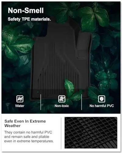 Kiwi Master Floor Mats & Cargo Mat for 2014-2023 Jeep Cherokee | OEM Replacement 82214855, Custom Fit All Weather Car Mats, Heavy Duty TPE Floor Liners, Front Rear Tray Trunk Mat Set, Black - 4