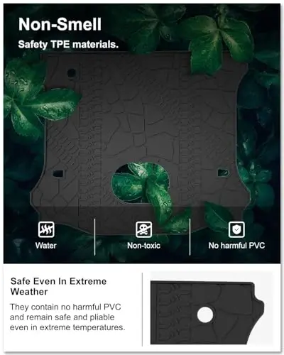 KIWI MASTER Floor Mats & Cargo Mat for 2015-2018 Jeep Wrangler JK 4 Door, OEM Replacement 82213860 82214404, All Weather Car Mats, Heavy Duty TPE Floor Liners, Front & Rear & Trunk Mat Set, Black - 4