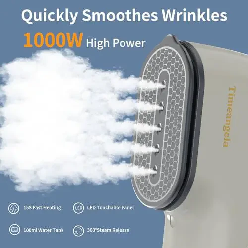 Kiyim-kechak uchun ko'chma sayohat bug'li dazmollash mashinasi: Kiyim uchun mini qo'lda kiyim bug'li dazmollash mashinasi - Ko'ylakdagi burmalar uchun professional kichik o'lchamli qo'lda ko'chma mato bug'li dazmollash mashinalari (kulrang) - 4