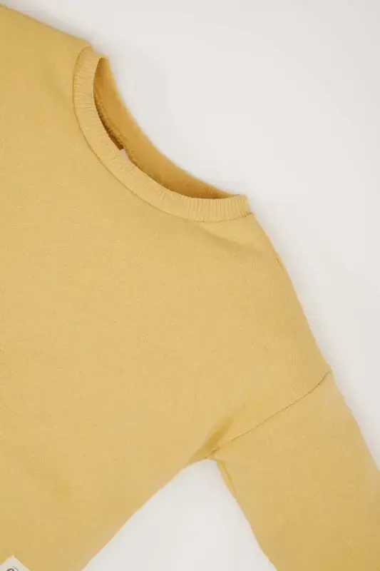 Kız Bebek 2'li Takım Dokuma Etiketli Sweatshirt Beli Lastikli Tayt E2216A524WN - 3