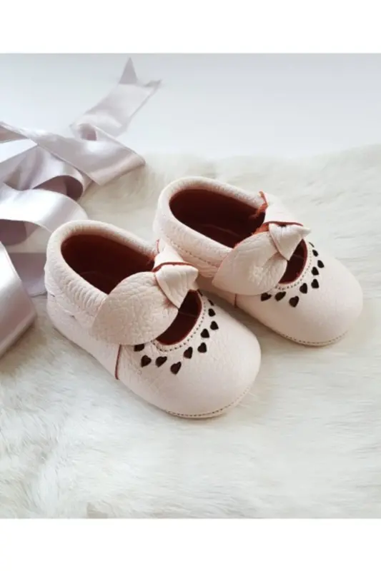 Kız Bebek Alice Pudra Deri Makosen Patik - Pudra - 3