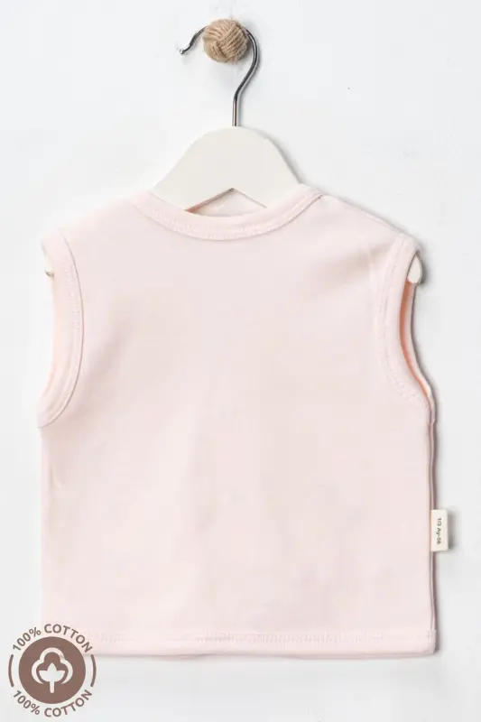 Kız Bebek Ayıcık Nakışlı Organik Pamuklu 3-6-9 Ay 2li Penye Bebek Yelek-Çok Renkli - 6